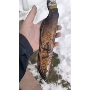 ВЕПР авторський ніж ручної роботи майстра Leo Knife, сталь Х12МФ в обкладках нержавіючого дамаску, 60 HRC. Photo 2